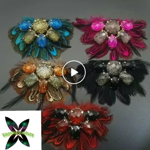 Feathers Detachable shoe clip/brooch - Picture 12 of 12